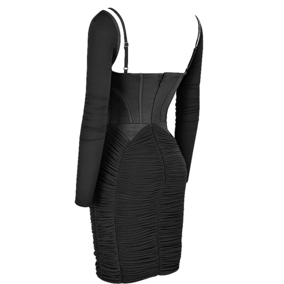 House of CB Freyja Black Gathered Corset Dress S Plus - Picture 4 of 16